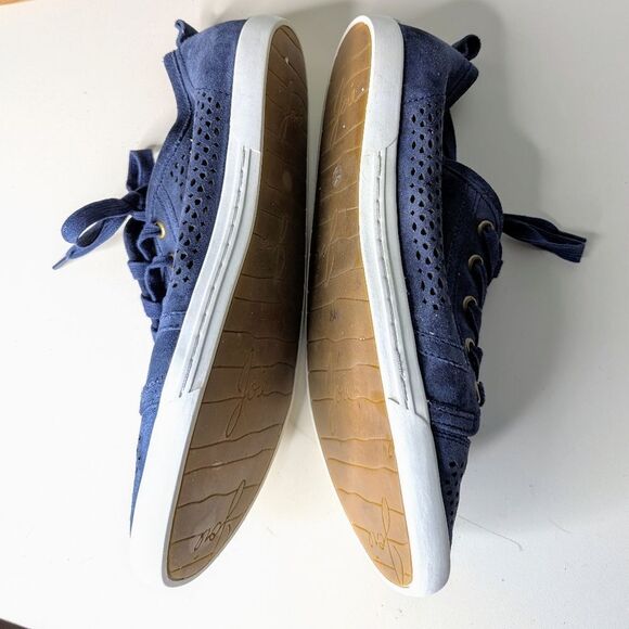 Joie Navy Blue Perforated Leather Lace Up Sneakers Size 9 40 - Picture 7 of 12